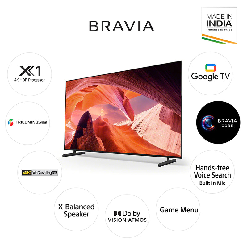 Sony 215 cm (85 inches) X80L 4K Ultra HD Smart LED Google TV with Dolby Audio, Voice Search KD-85X80L (2023 Model Edition)