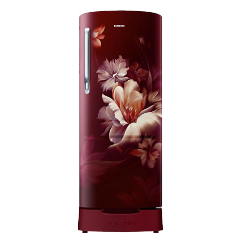 Samsung 183 L, 3 Star, Digital Inverter, Direct-Cool Single Door Refrigerator (RR20D1823RZ/HL, Midnight Blossom Red, Base Stand Drawer)