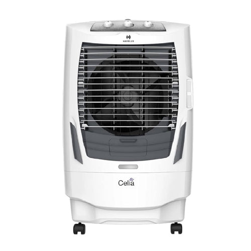 Havells Celia 70L Air Cooler for home | Ice Chamber | Collapsible Louvers | 4 Leaf Metal Blade | Powerful Air Delivery | Everlast Pump | 3 Side High Density Honeycomb Pads