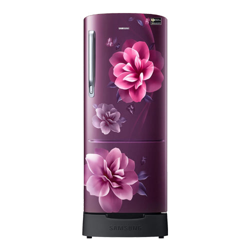 Samsung 183 L, 5 Star, Digital Inverter, Direct-Cool Single Door Refrigerator (RR20D2825CR/NL, Red, Camellia Purple, Base Stand Drawer)