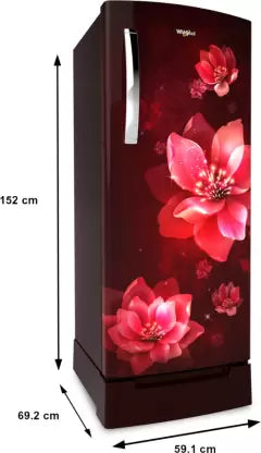 Whirlpool 215 L Direct Cool Single Door 3 Star Refrigerator with Base Drawer  (Wine Mulia)