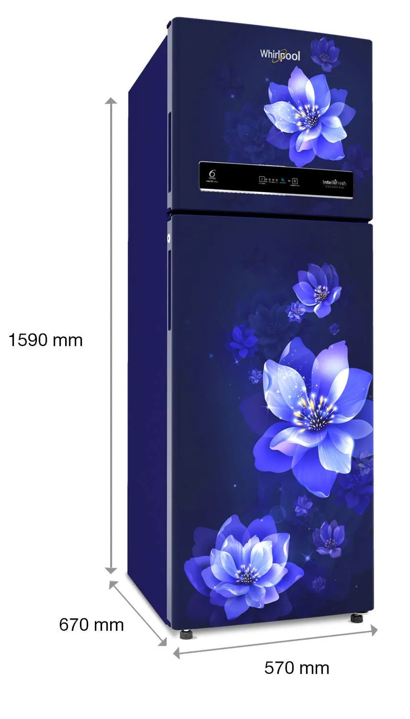 Whirlpool 265 L Frost Free Double Door Refrigerator(5 In 1 Convertible Freezer, Sapphire Mulia, 2 Star, 10 Years Warranty)