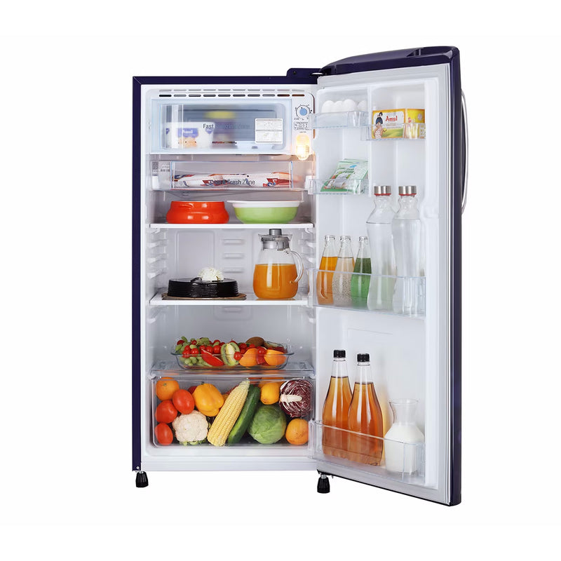 LG 185 Litres Direct Cool Single Door Refrigerator, 3 Star Rated with Base Drawer (Emerald Lotus)(GL-D201AELD)