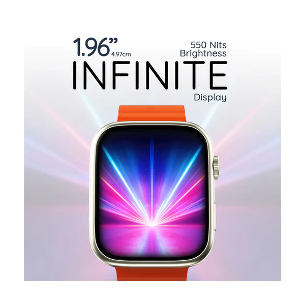 Pebble Unisex Trio 1.96" Infinite Display Bluetooth Calling Multi Sports Mode Smart Watch - PFB62