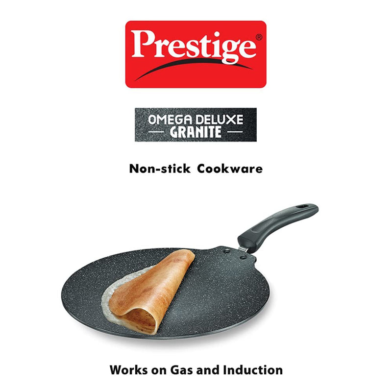 Prestige Omega Deluxe Granite 30cm Non-Stick Dosa Tawa|Scratch and Abrasion Resistant |Gas & Induction Compatible
