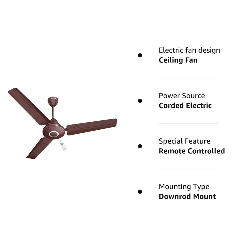 Havells Efficiencia Dx Ceiling Fan 1200mm BLDC Motor with remote 30 Watt (Brown)