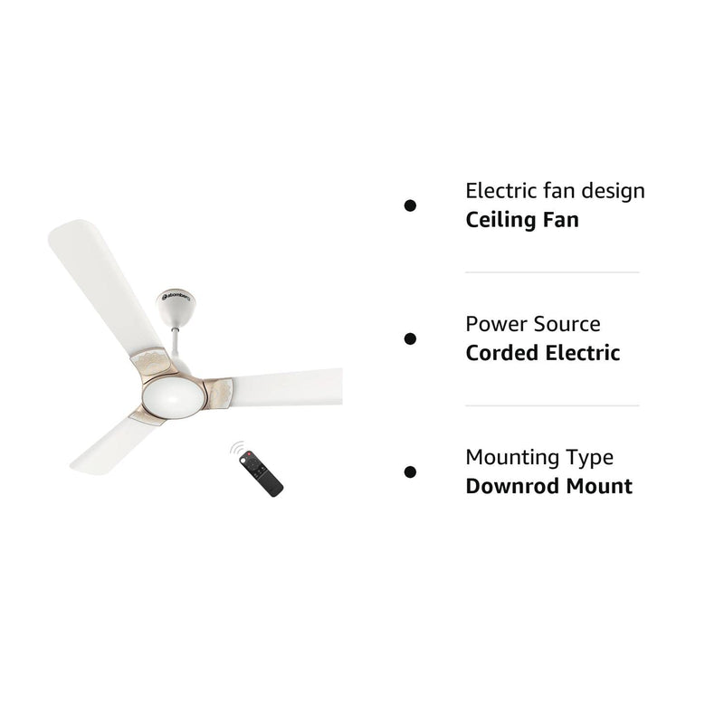 atomberg Erica 1200mm BLDC Motor 5 Star Rated Designer Ceiling Fans with Remote Control | High Air Delivery and LED Indicators | (Snow White)