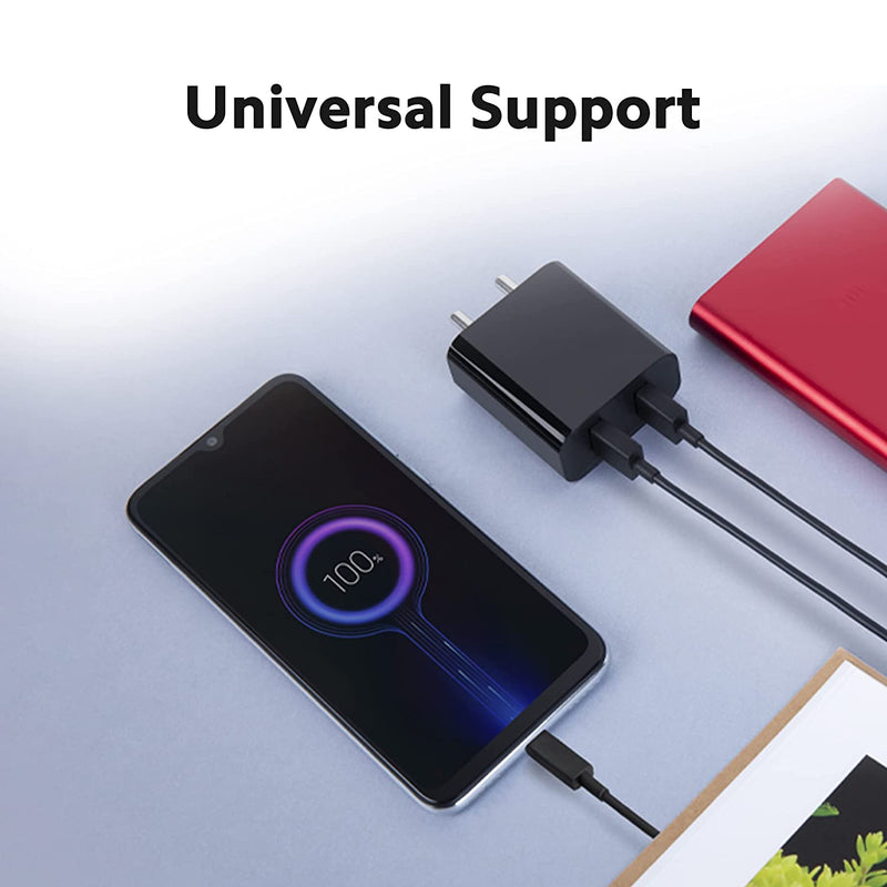 Mi USB 18W Dual Port Charger Dual USB Port Certified Qualcomm Quick Charge 3.0