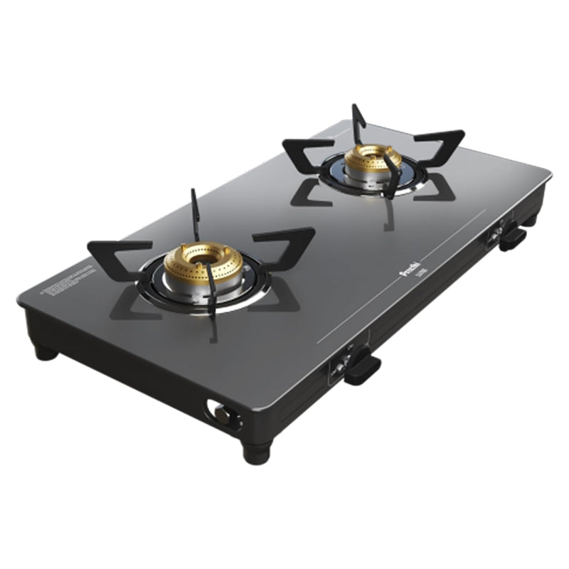 Preethi Luxe 2 Burner Glass Top Gas Stove With Driptray Less Infinity Design