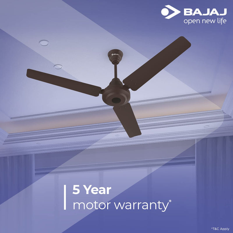 Bajaj Energos 26 1200mm (48 inch) Energy Efficient 5 Star Rated BLDC Ceiling Fan with Remote, Red Walnut