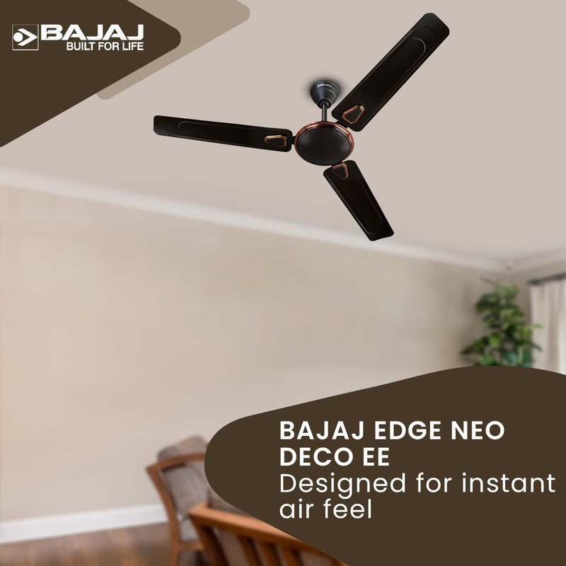 Bajaj Edge HS Neo DECO EE 1200mm (48") Ceiling Fans for Home |BEE Star Rated Energy Efficient Ceiling Fan|Unique Deco Trims|Rust Free Coating|HighSpeed