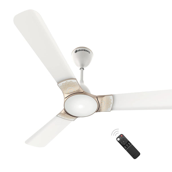 atomberg Erica 1200mm BLDC Motor 5 Star Rated Designer Ceiling Fans with Remote Control | High Air Delivery and LED Indicators | (Snow White)