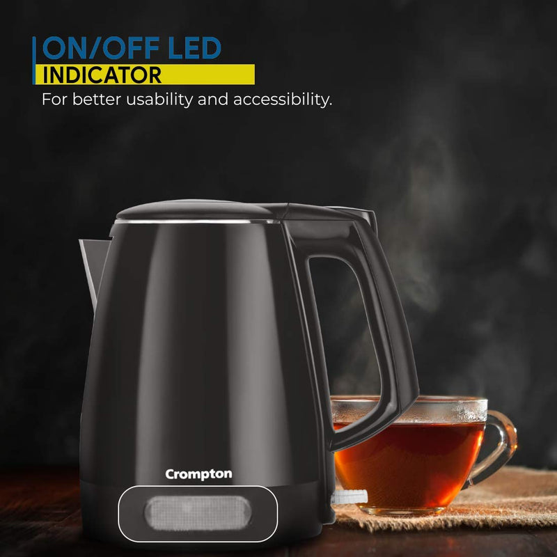 Crompton Activ Hot 1.5 Litres Cool Touch Electric Kettle (Black)
