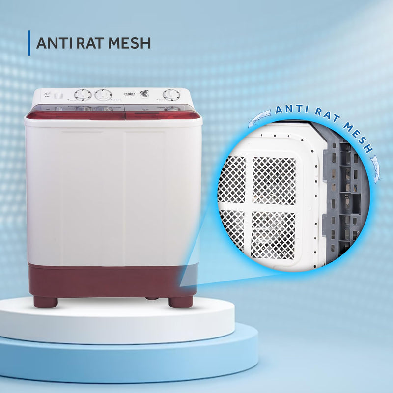 Haier 7 Kg Semi - Automatic Washing Machine Appliance with Spray, 1300 RPM spin motor and 2 wash program (HTW70-1187BTN)