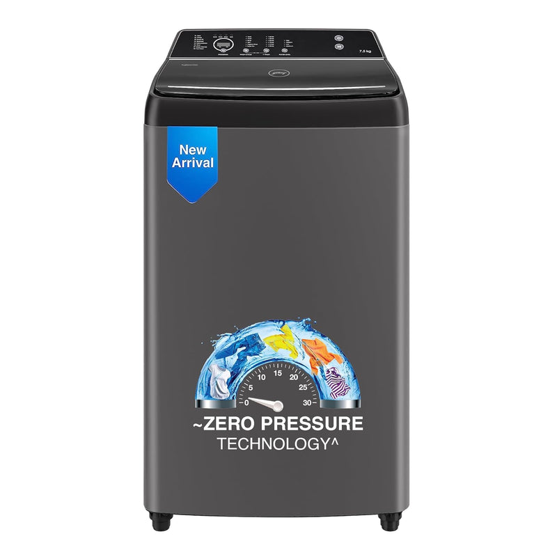 Godrej 7.5 Kg 5 Star Zero Pressure Technology Fully-Automatic Top Load Washing Machine (WTEON VLVT 75 5.0 FDTN MTBK, Metallic Black, With 26 Flexi Wash Programs)