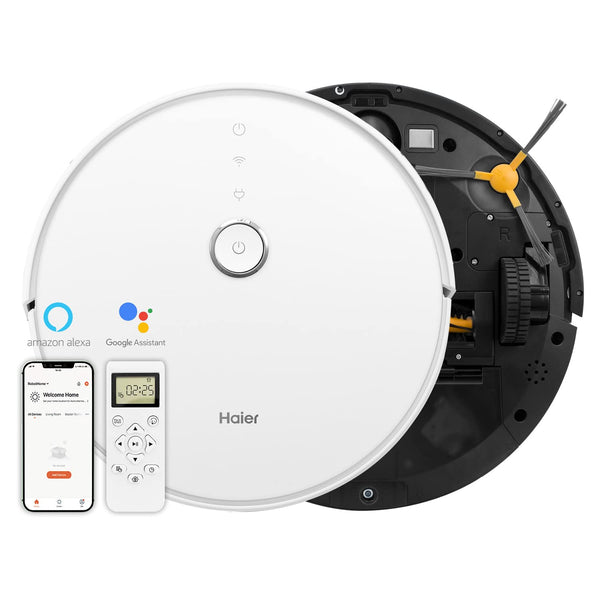 Haier Robot Vacuum Cleaner with Wet Mopping, 2-in-1 with App & Voice Control, Auto Recharge, Strong 2200 Suction, and Long Life 2600 Battery
