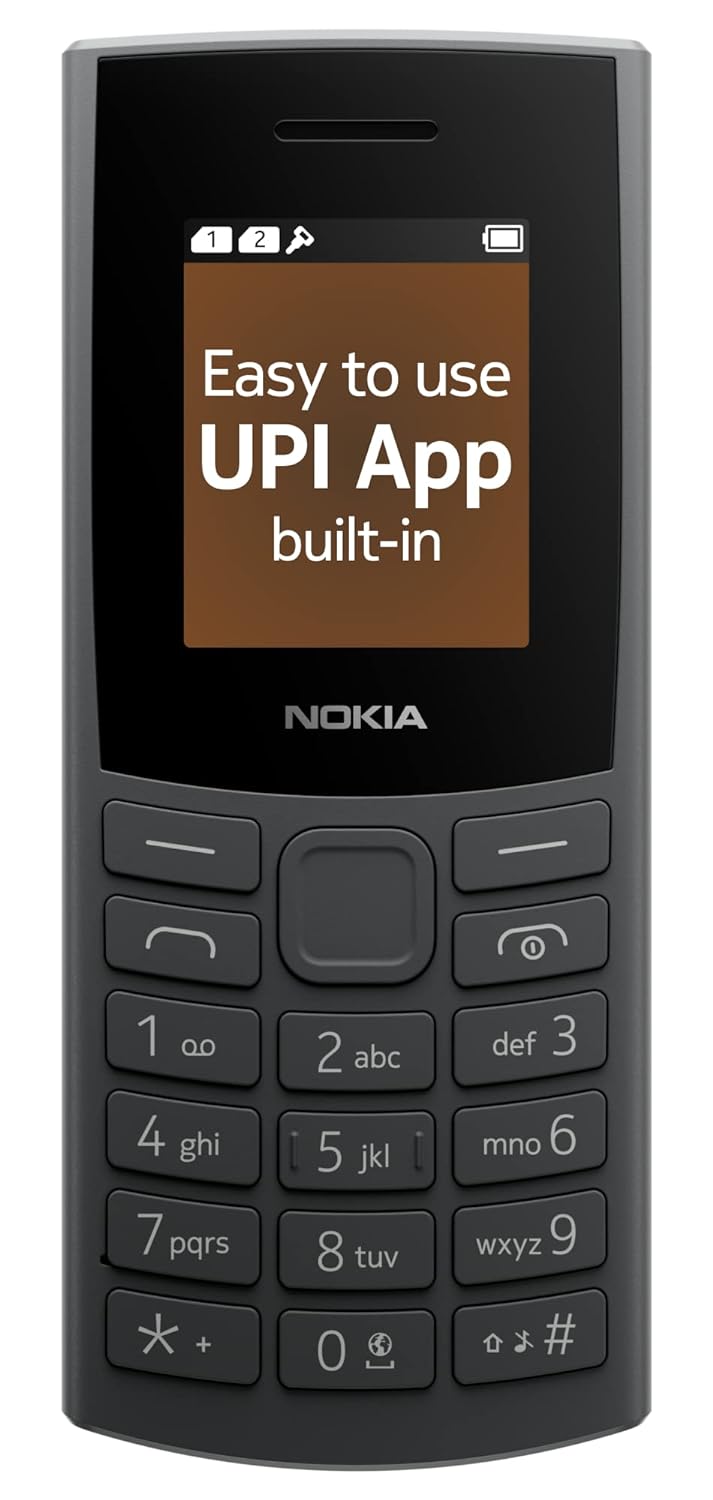 Nokia 106 Single Sim, Keypad Phone with Built-in UPI Payments App, Long-Lasting Battery, Wireless FM Radio & MP3 Player, and MicroSD Card Slot