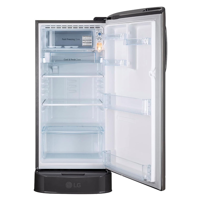 LG 185 L 3 Star Direct-Cool Single Door Refrigerator (GL-D201APZD, Shiny Steel, Base stand with Drawer, Gross Volume- 190 L)