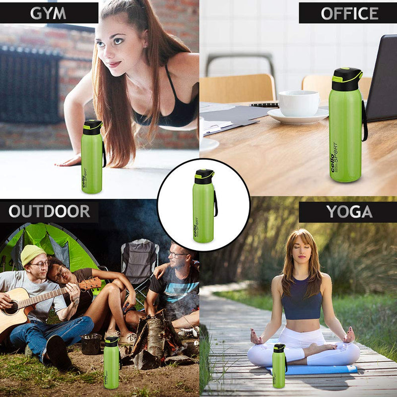 CELLO Gym Star Stainless Steel Double Walled Water Bottle, (Hot and Cold, 650ml
