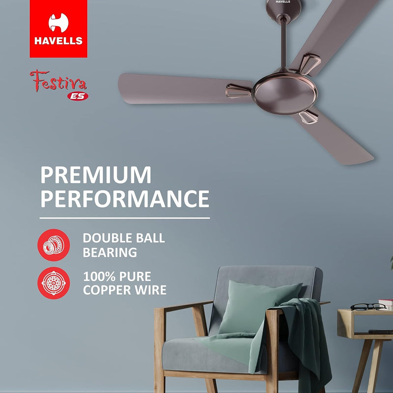 Havells 1200mm Festiva Energy Saving Ceiling Fan (Espresso Brown)