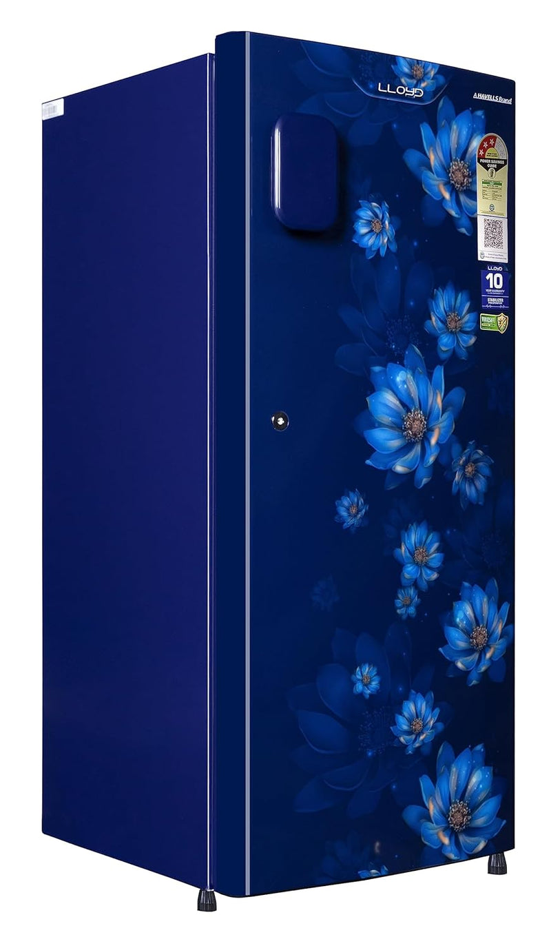 LLOYD 188L 3 Star Direct Cool Single Door Refrigerator TG (FLORET BLUE-GLDC203SFBT4JC