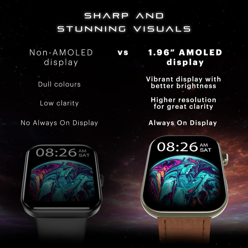 Noise ColorFit Ultra 3 Bluetooth Calling Smart Watch with Biggest 1.96" AMOLED Display & Leather Strap