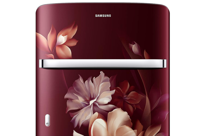 Samsung 189L 5 Star Inverter Direct-Cool Single Door Refrigerator Appliance (RR21C2H25RZ/HL,Midnight Blossom Red) Base Stand Drawer 2023 Model