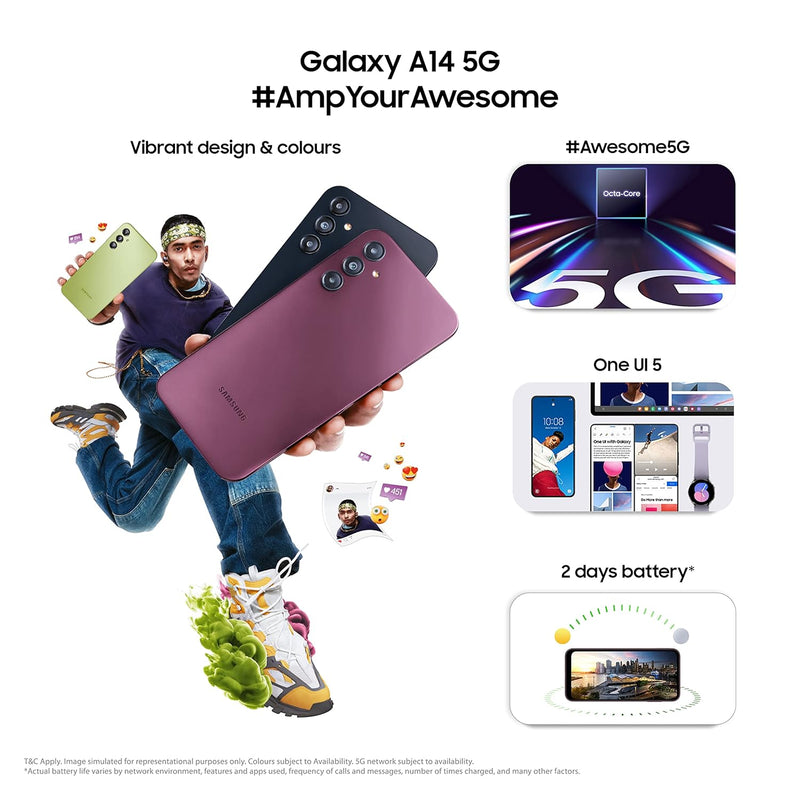 Samsung Galaxy A14 5G (Dark Red, 4GB RAM, 128GB Storage)