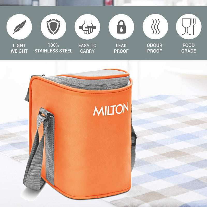 Milton Cube 3 Lunch Box, 300 ml, Set of 3, Orange