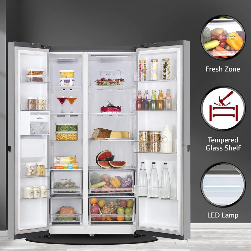 LG 655 L Frost-Free Inverter Wi-Fi Side-By-Side Refrigerator (2023 Model, GL-B257EPZX, Shiny Steel, Door Cooling+ with Hygiene Fresh)