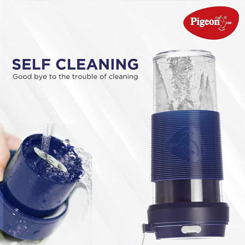 Pigeon Blendo USB Rechargeable Personal Blender for Smoothies, Shakes with Juicer Cup Jar, 330 ml, Blue, Medium