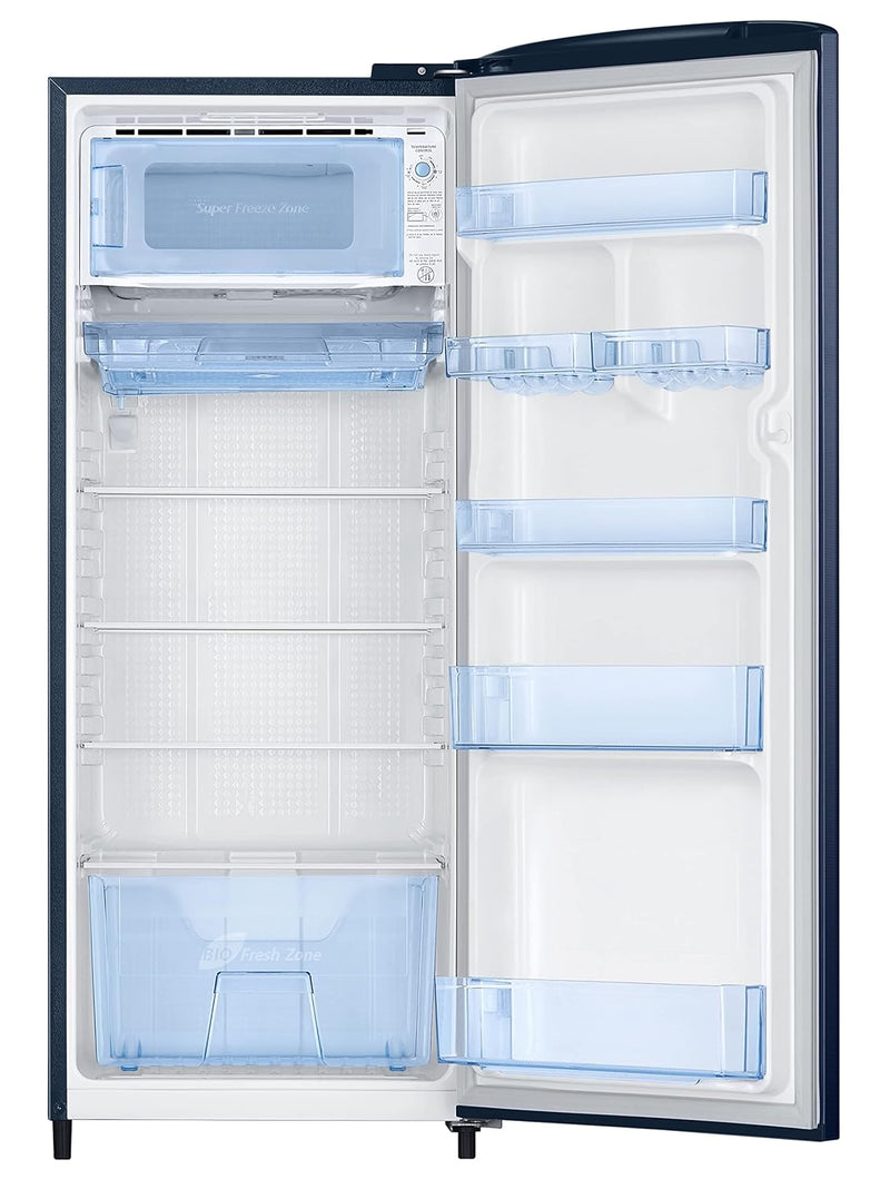 Samsung 223L 3 Star Inverter Direct-Cool Single Door Refrigerator Appliance (RR24C2723CU/NL,Camellia Blue)