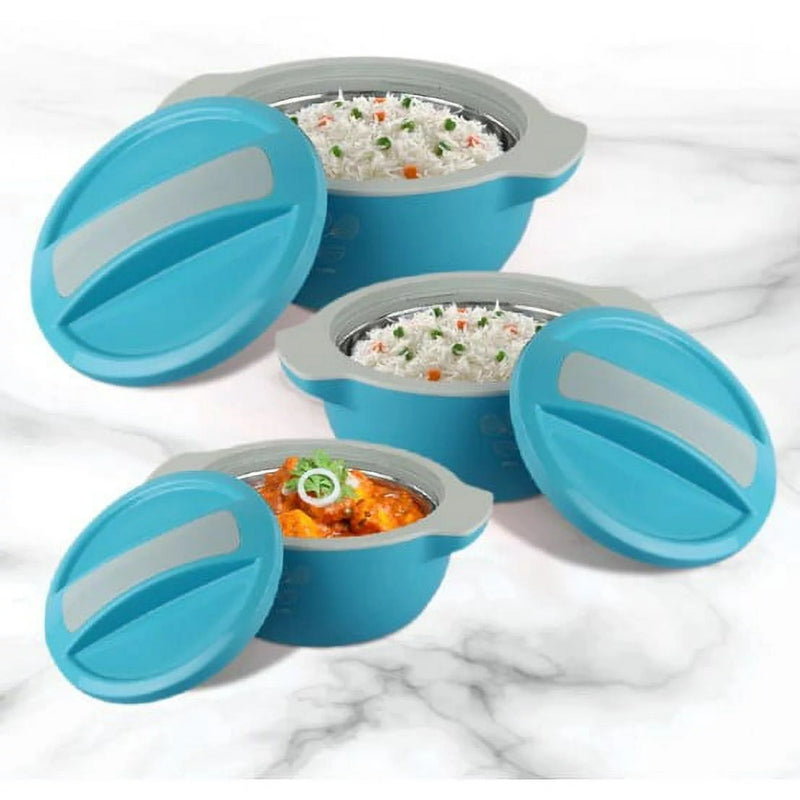 Cello Petra Insulated Hotpot Pack of 3 Thermoware Casserole Set (500 ml, 1000 ml, 1500 ml)