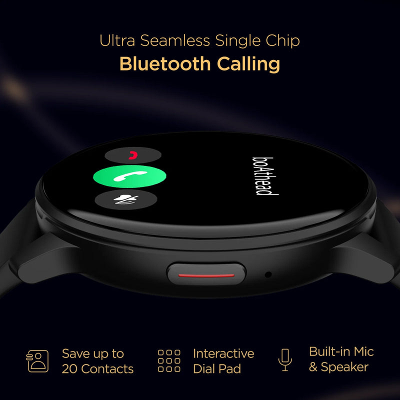 boAt Lunar Call Smartwatch with Bluetooth Calling (32.5mm HD Display, IP68 Splash Resistant,