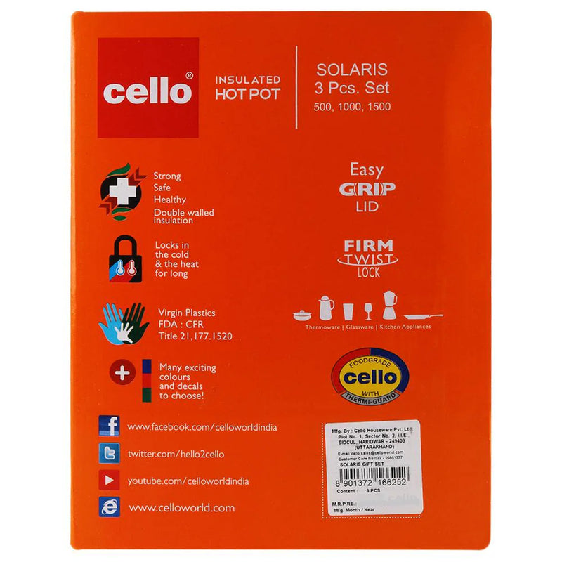 cello Solaris Pack of 3 Cook and Serve Casserole Set  (500 ml, 1000 ml, 1500 ml)