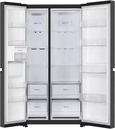 LG 655 L Frost Free Side by Side Refrigerator  (Matte Black, GL-B257EMCX)