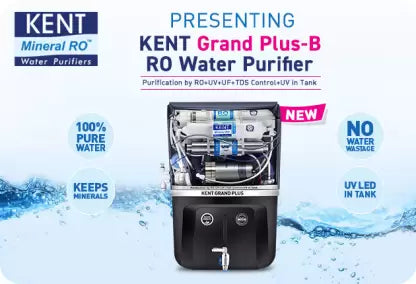 KENT Grand Plus-Black RO Water Purifier 111099B 20 L RO + UV + UF + TDS Control + UV in Tank Water Purifier  (Black)