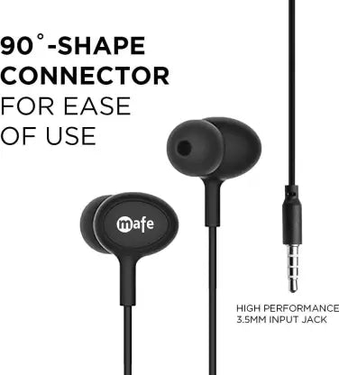 MAFE JAZZ Wired Headset  (Black, In the Ear)