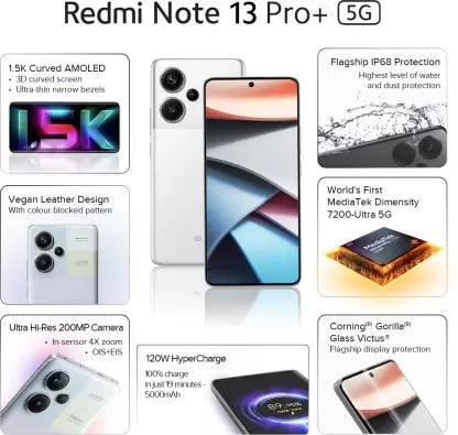 REDMI Note 13 Pro+ 5G (Fusion White, 256 GB)  (8 GB RAM)
