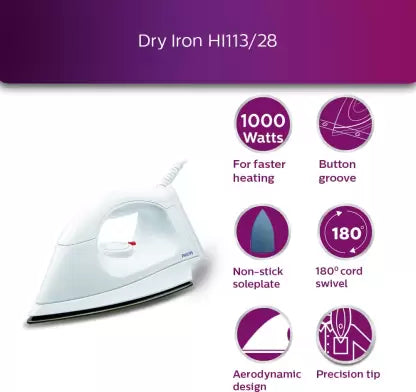 PHILIPS HI113 1000 W Dry Iron  (White)