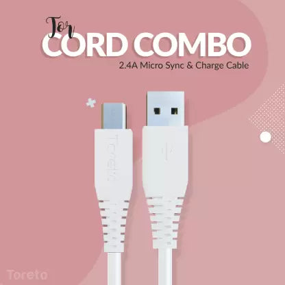 Toreto Micro USB Cable 1 m Tor-876  (Compatible with Mobile, Tablet, Bluetooth Speaker)