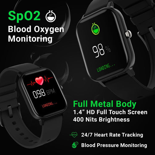 Fire-Boltt BSW001 Smart Watch with SPO2, Heart Rate, BP, Fitness and Sports Tracking, Black