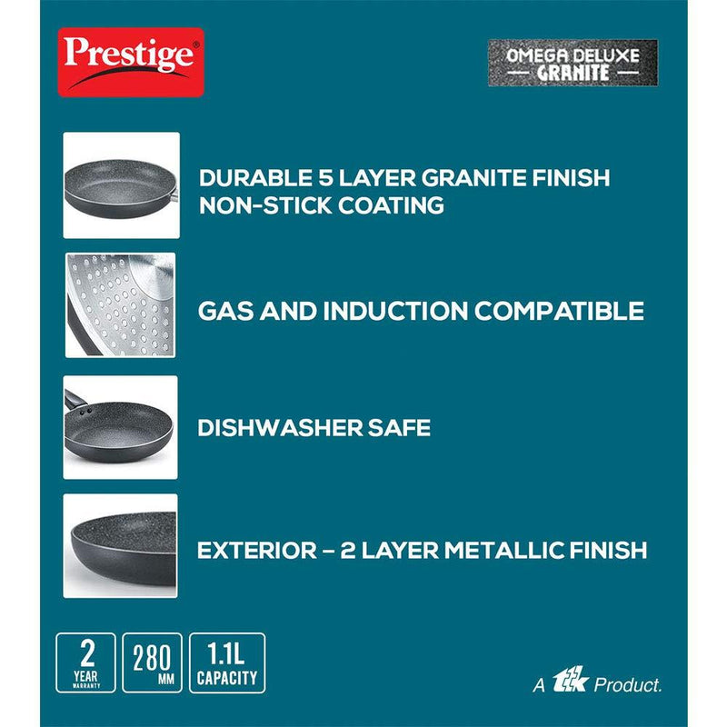 Prestige Omega Deluxe Granite Fry Pan, 280mm W/O LID ( 36306 , Black )