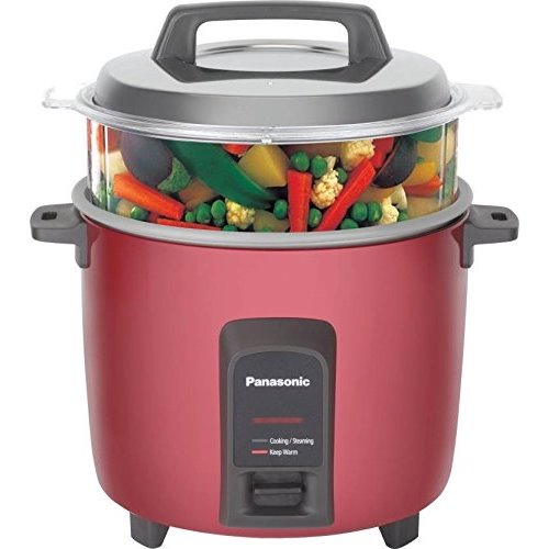 Panasonic SR-Y18FHS 660-Watt Automatic Electric Cooker 4.4 Litre with Non Stick Cooking Pan and Steamer,Burgundy