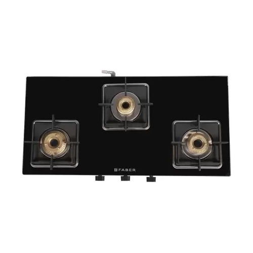 FABER REMO 3BB BK Glass Manual Gas Stove  (3 Burners) - FBRGS-REMO3BBBK