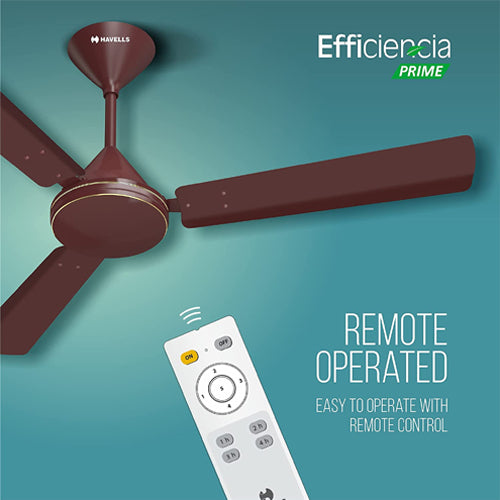 Havells Efficiencia Prime 1200 Mm Remote Controlled 3 Blade Ceiling Fan  (Brown, Gold)