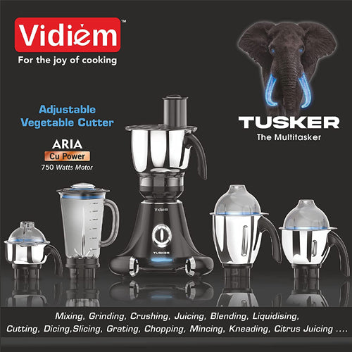 Vidiem Tusker 750 Watts Mixer Grinder with 4 Jars - VDMMG-TUSKER750