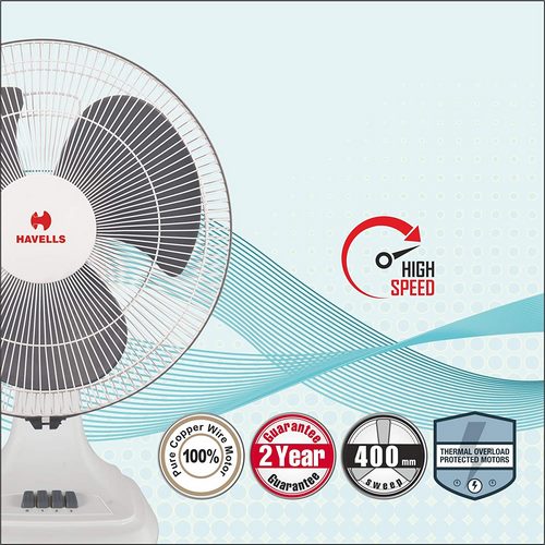Havells Accelero 400 MM Hs Table Fan (White, Grey)