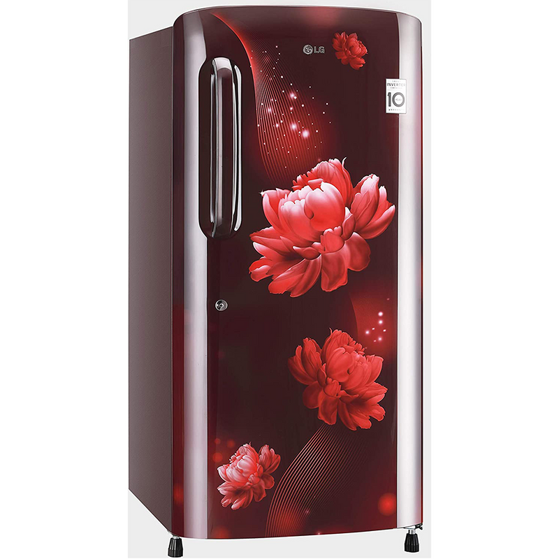 LG 215 L 4 Star Inverter Direct-Cool Single Door Refrigerator (GL-B221ASCY, Scarlet Charm)