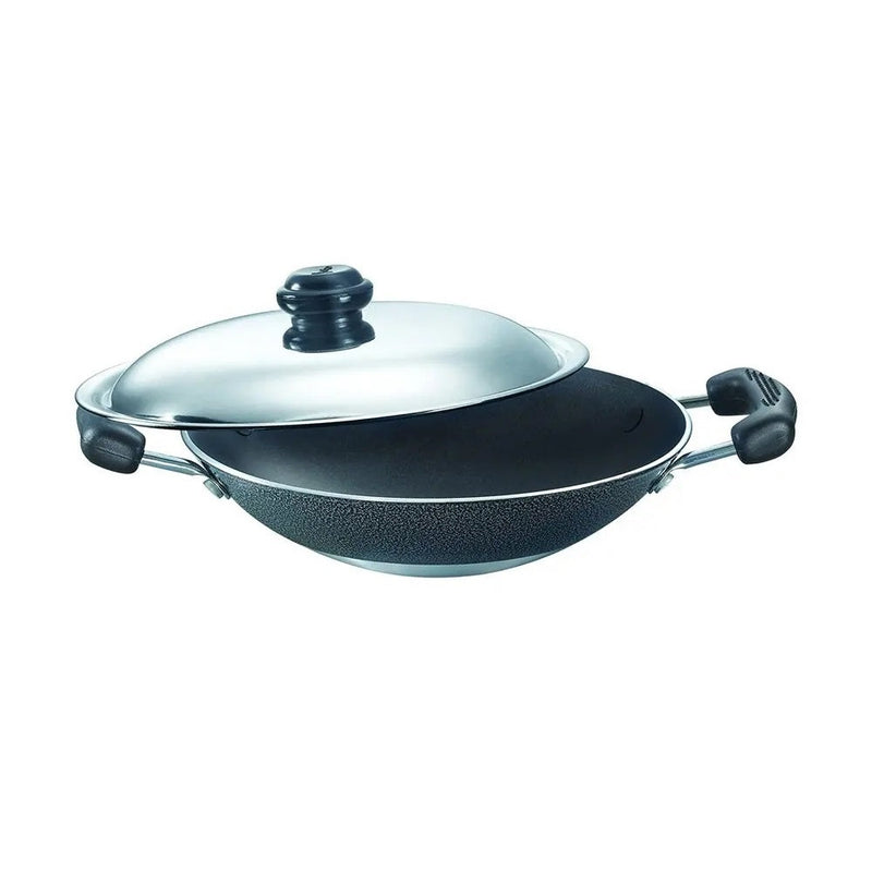 Prestige Omega Select Plus Residue Free Non-Stick Deep Appachetty with Lid, 20cm,( 30739 , Black and stainless steel )